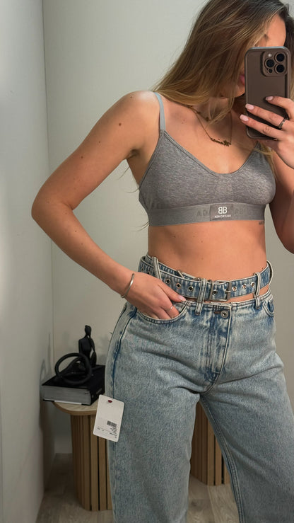 Balenciaga Grey White Logo BB Bralette - Medium / 42