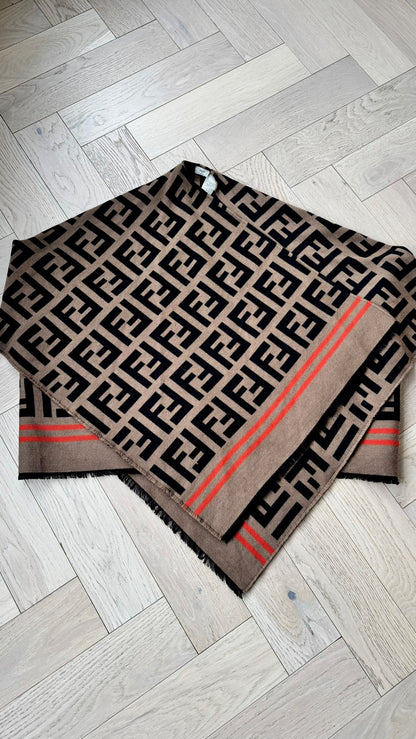 Fendi Brown FF Poncho Cape