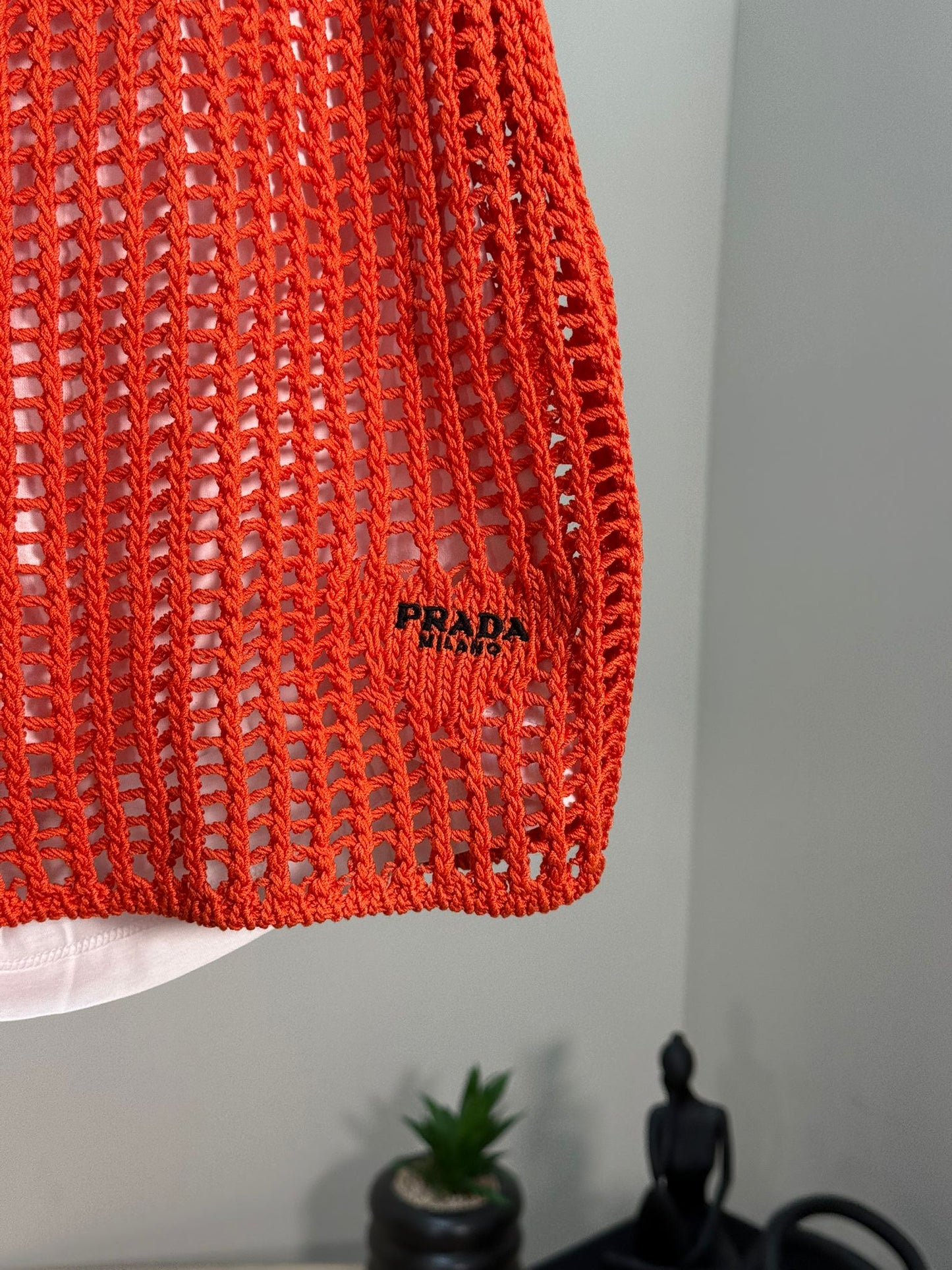 Prada Coral And White Crochet Skirt - 40/M