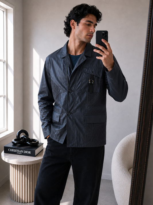 Dior Navy Woven CD Buckle Jacket, brand new in tags - Large