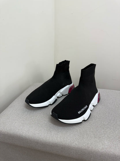 Balenciaga Black White Pink Speed Trainers- UK 5