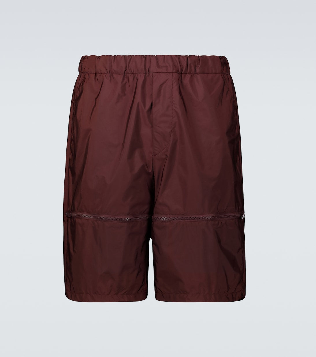 Prada Burgundy Wide Leg Technical Zip Shorts – Large
