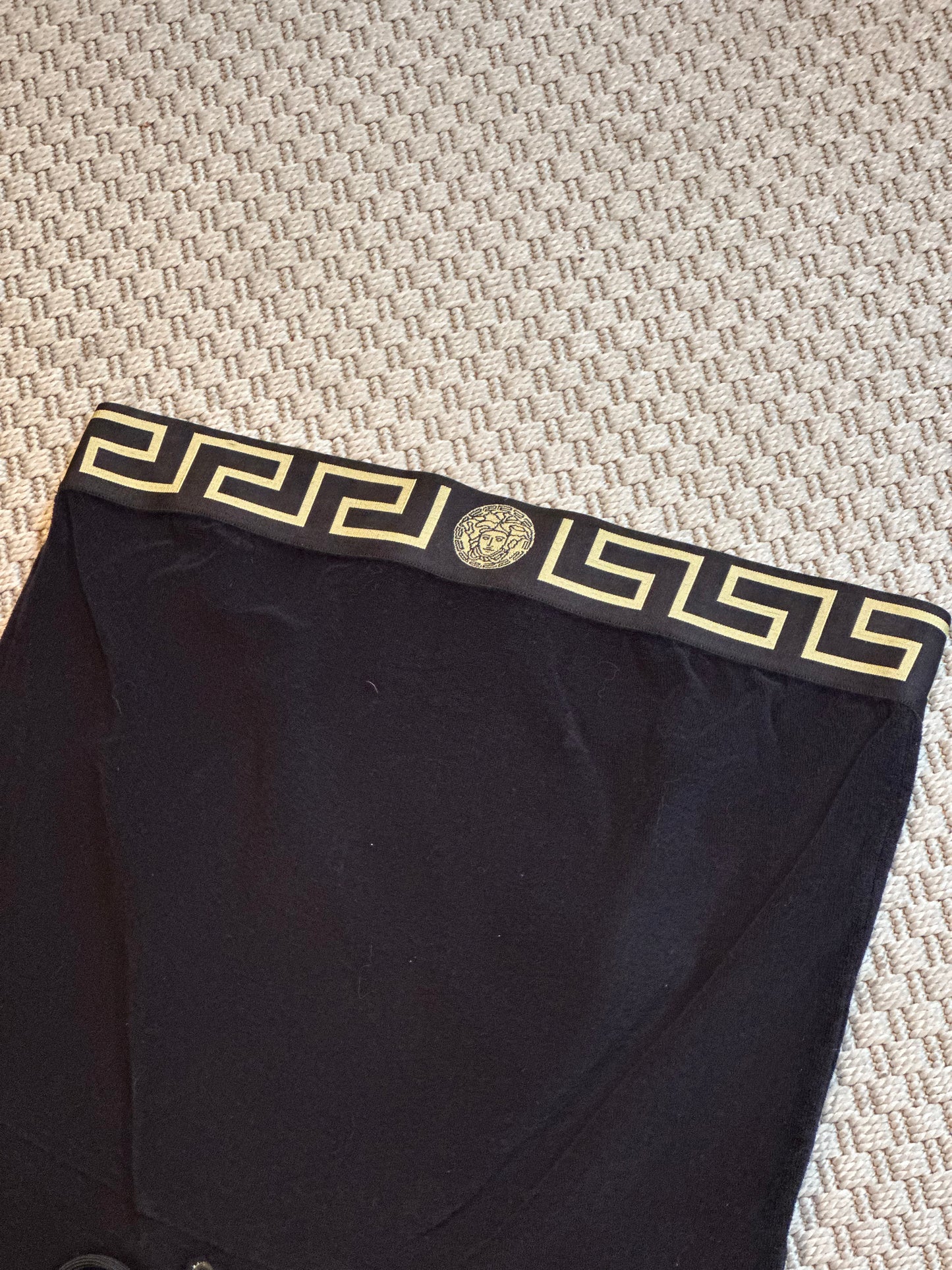 Versace Black & Gold Velour Playsuit- UK 8/10