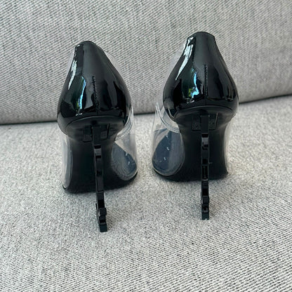 Saint Laurent Opyum Transparent PVC Logo Heels – EU 36 / UK 3