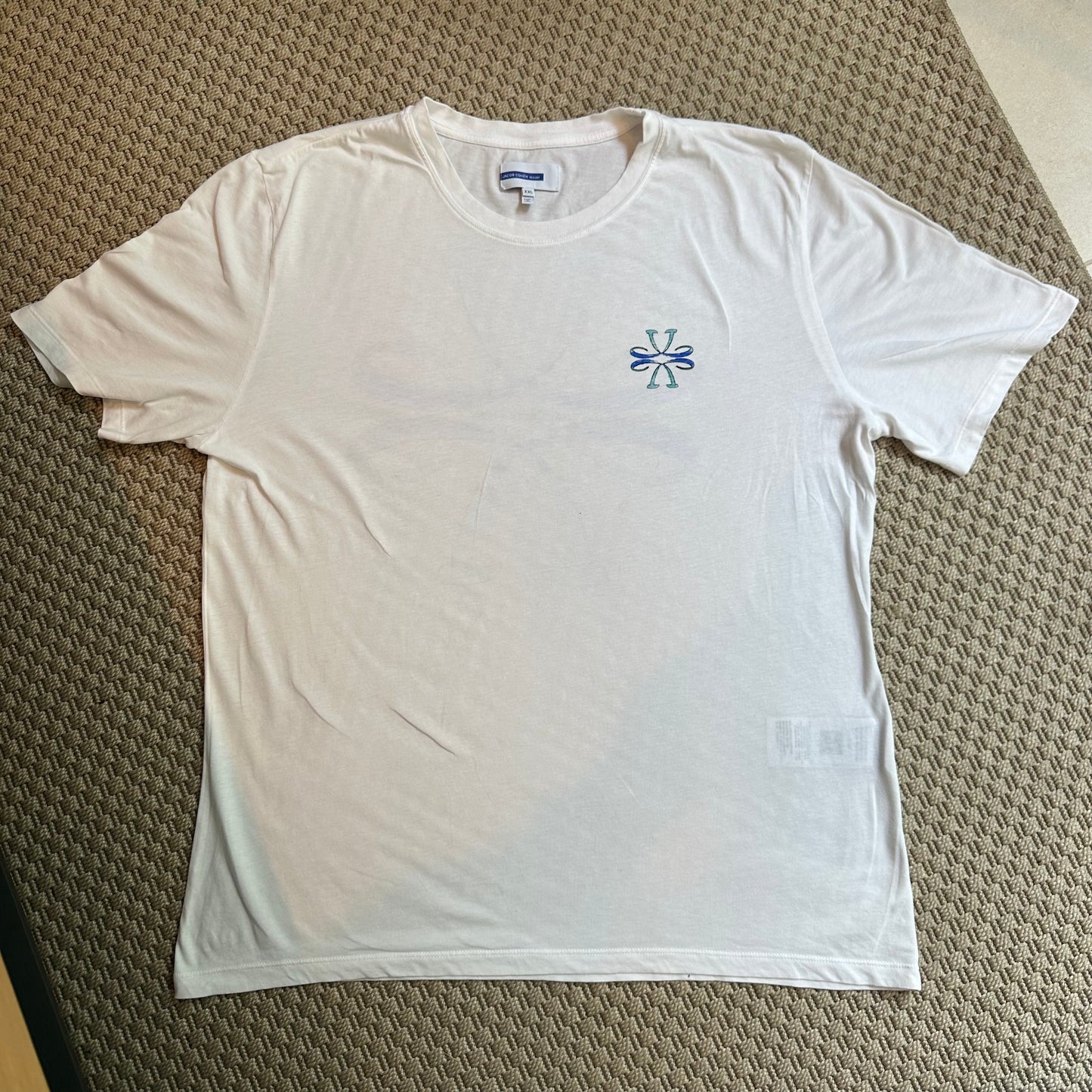 Jacob Cohën Men's white and blue logo T-shirt - XXL
