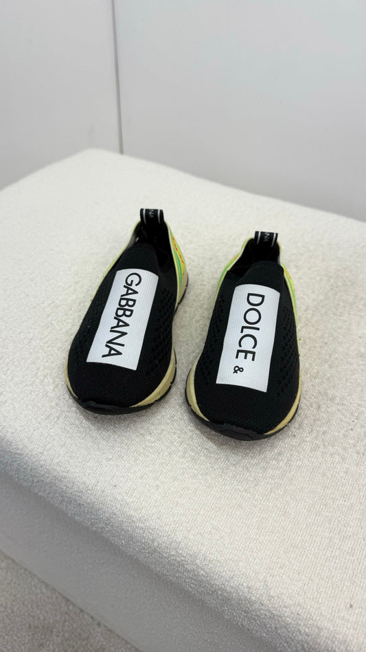 Kids Dolce & Gabbana Black,Yellow & Green Tape Logo Trainer - EU 26