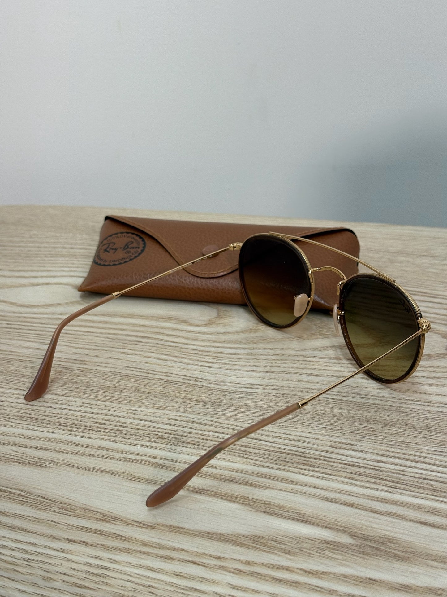 Ray-Ban Gold Round Frame Reflective Glasses - One Size