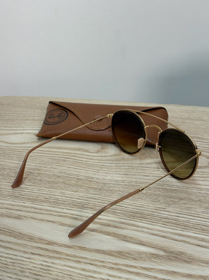 Ray-Ban Gold Round Frame Reflective Glasses - One Size