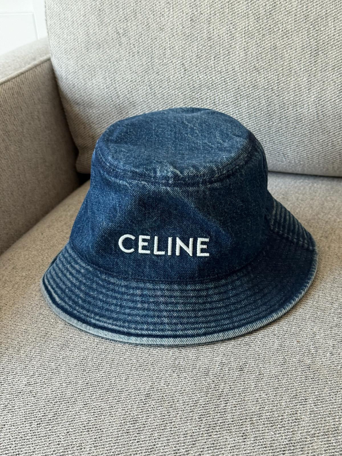 Celine Denim Logo Bucket Hat - Medium