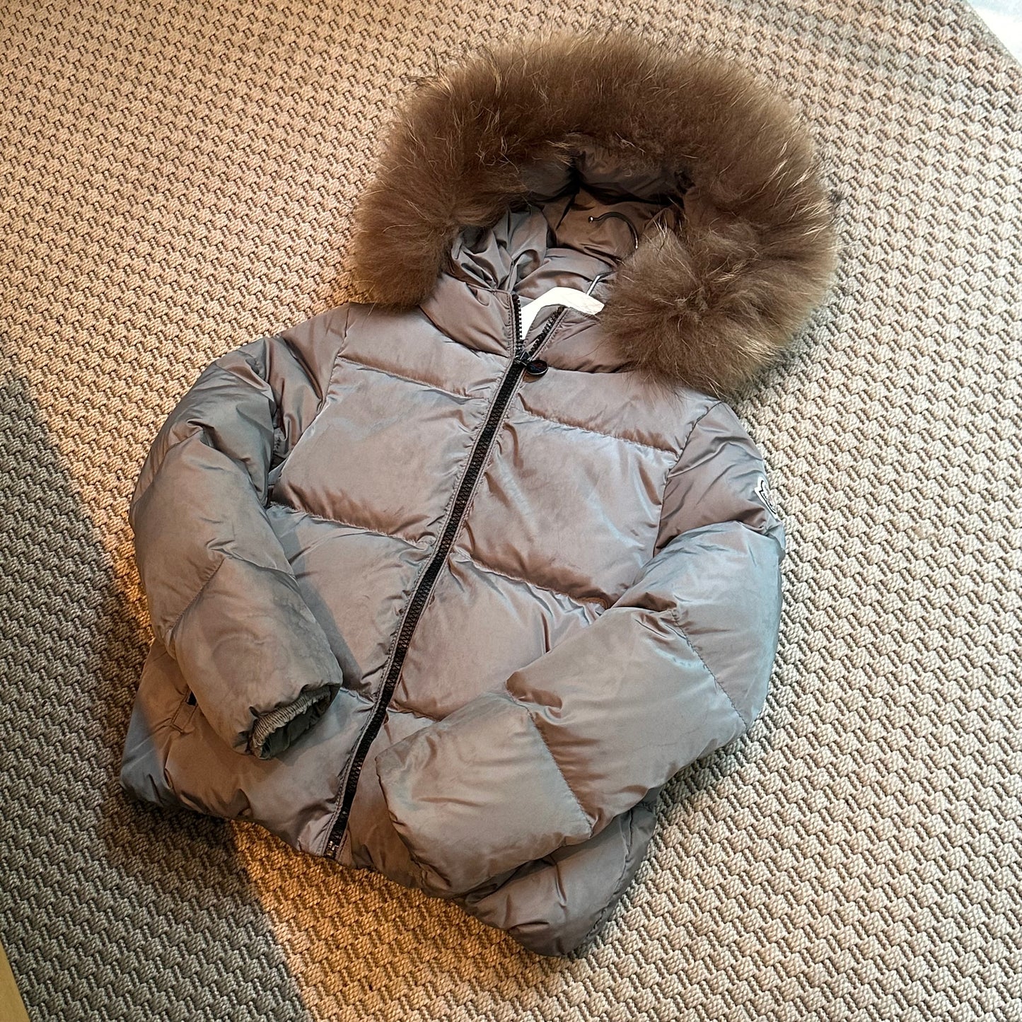 Kids Moncler Grey Padded Fur Trim - Age 8