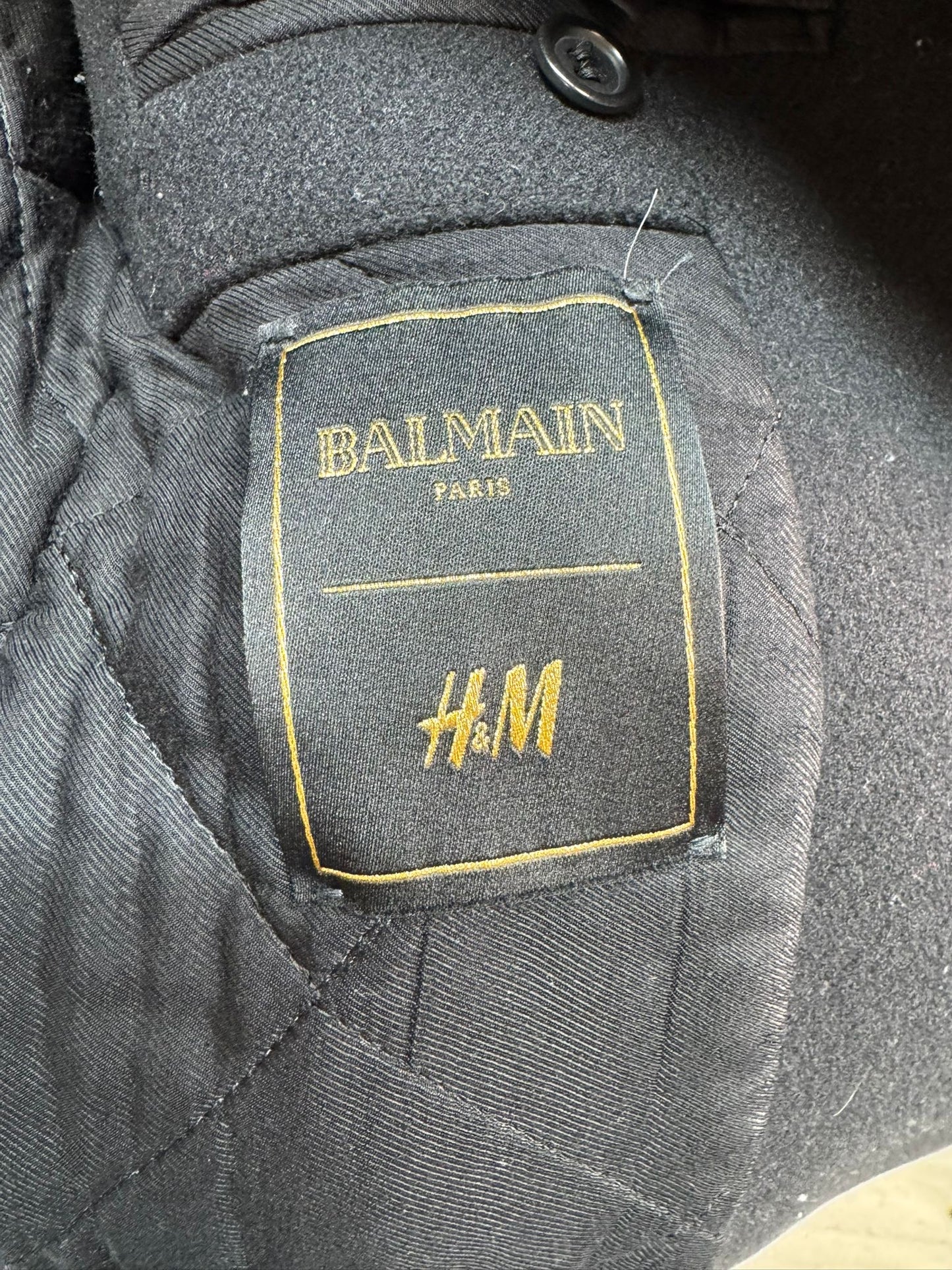 Balmain x H&M Black Gold Button Blazer Wool Jacket – EU 32
