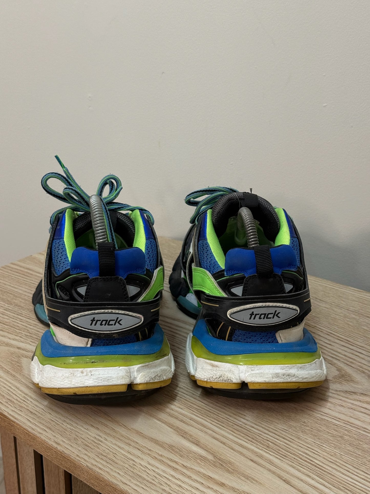 Balenciaga Black Green Blue Track Trainers - 42/uk8