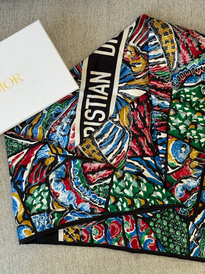 Dior Butterfly Multicolour Silk Square Scarf - One Size