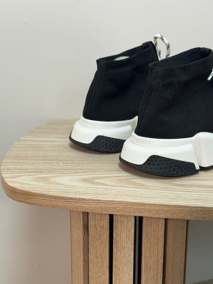 Balenciaga Black And White Speed Trainers - Uk 9