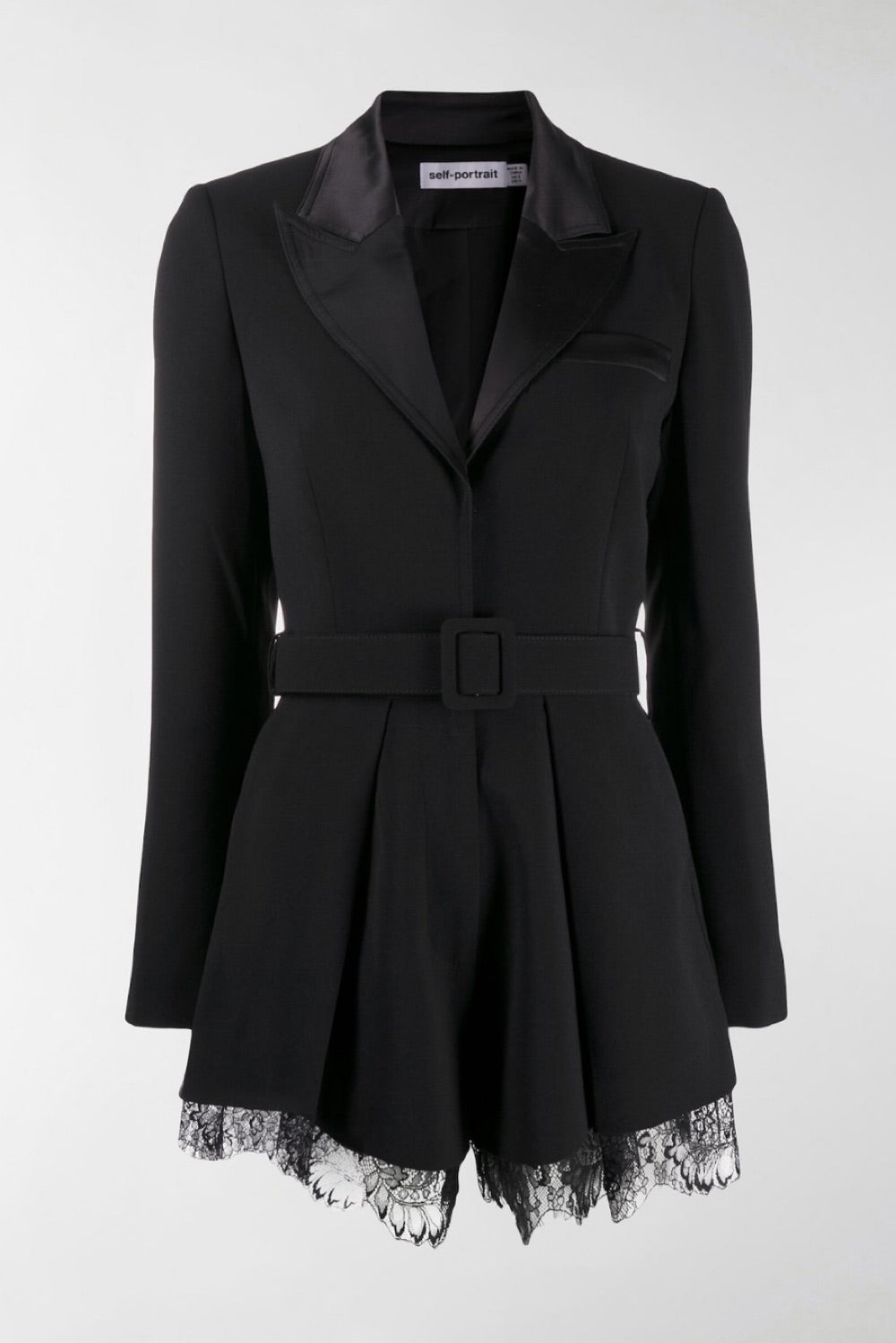 Self-Portrait Black Lace Trim Playsuit Romper-XS