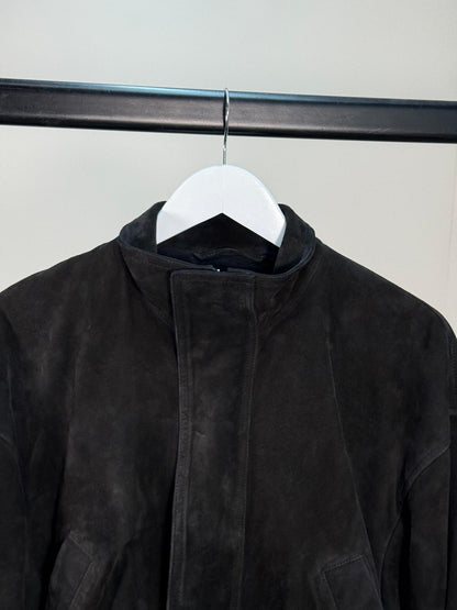 Balenciaga Black Suede Bomber Jacket - Small