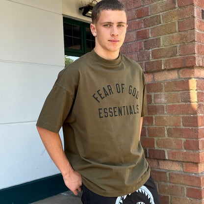 Essentials Fear of God Jersey Crewneck T-Shirt - Olive Green – Small