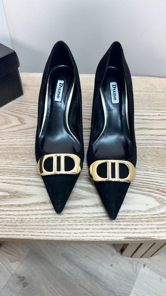 Dune Black Signature Suede Heels – EU 38 / UK 5