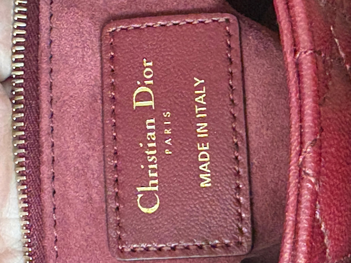 Dior Small Lady Dior burgundy cannage lambskin bag