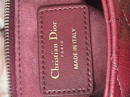 Dior Small Lady Dior burgundy cannage lambskin bag