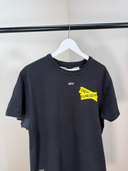 Off-White Black Yellow Tape Cross T-Shirt - Small oversize