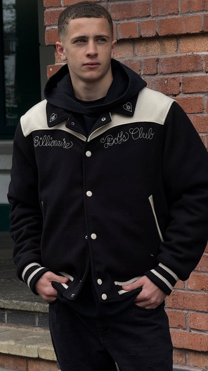 Billionaire Boys Club Black Off-White Western Heart Bomber Varsity Jacket - XL