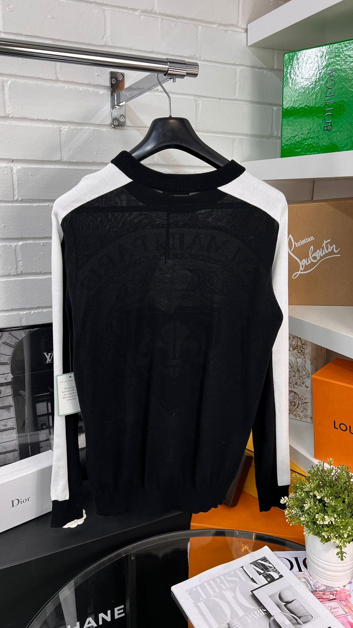 Black jumper with white shirt outlet attached