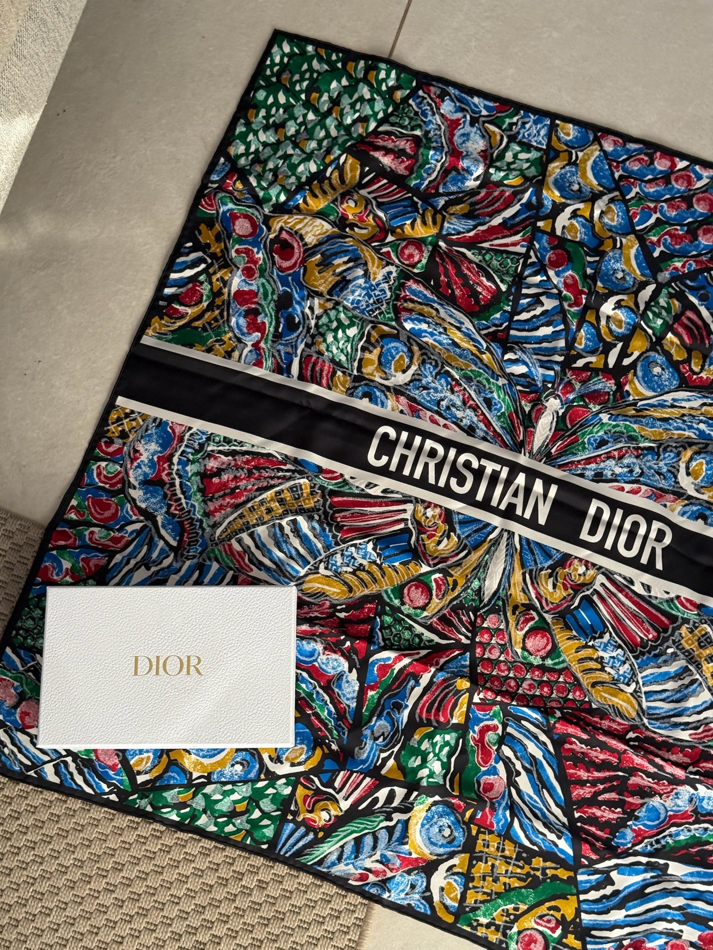 Dior Butterfly Multicolour Silk Square Scarf - One Size
