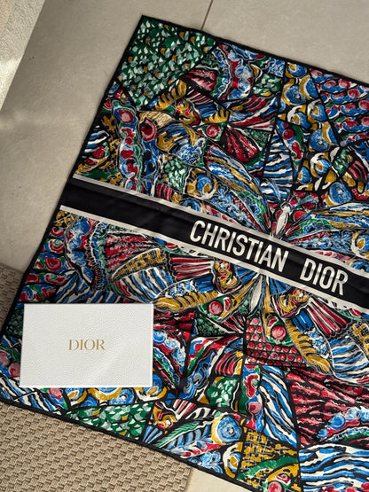 Dior Butterfly Multicolour Silk Square Scarf - One Size