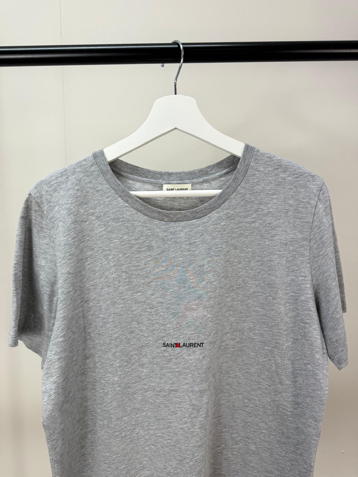 Saint Laurent Grey Logo T-Shirt - Small