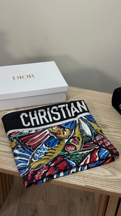 Dior Butterfly Multicolour Silk Square Scarf - One Size