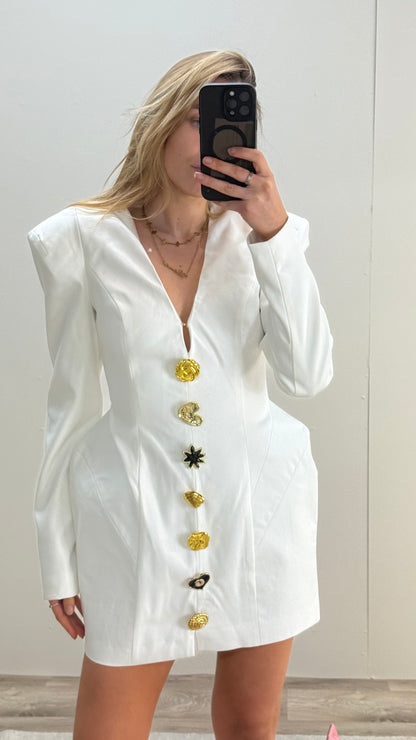 Atoir White Multi Button Structured Florance Dress- UK 6