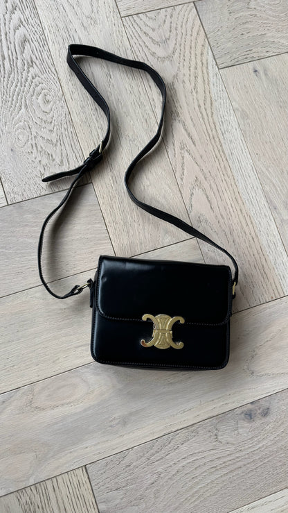 Celine Black Teen Triomphe Bag Black Calfskin Bag