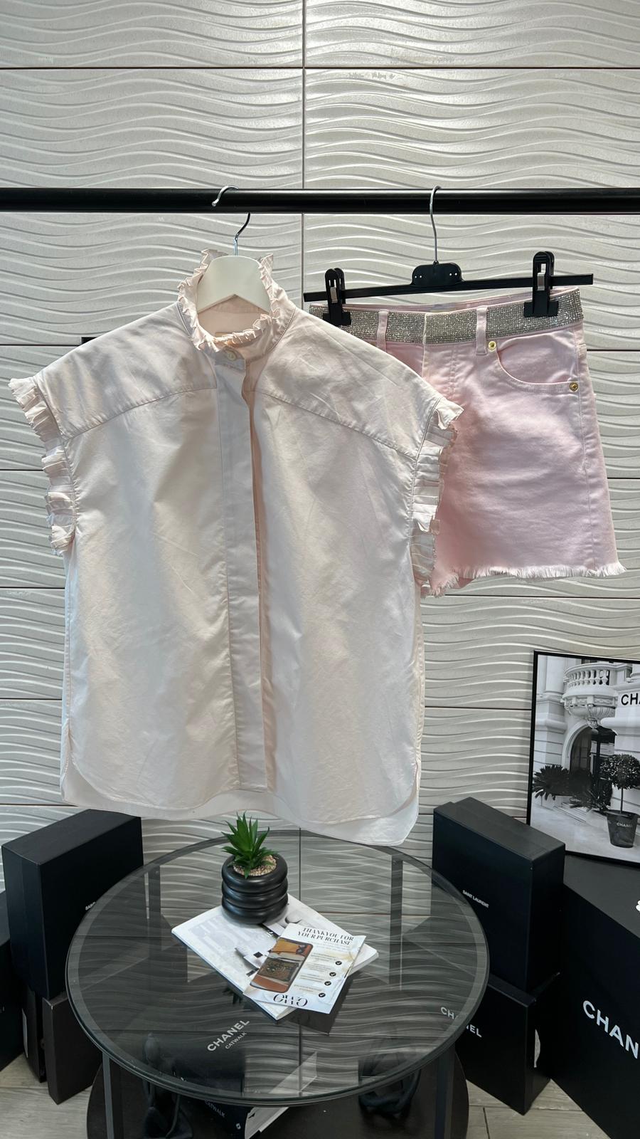 Alexandre Vauthier Baby Pink Frill Shirt - Small