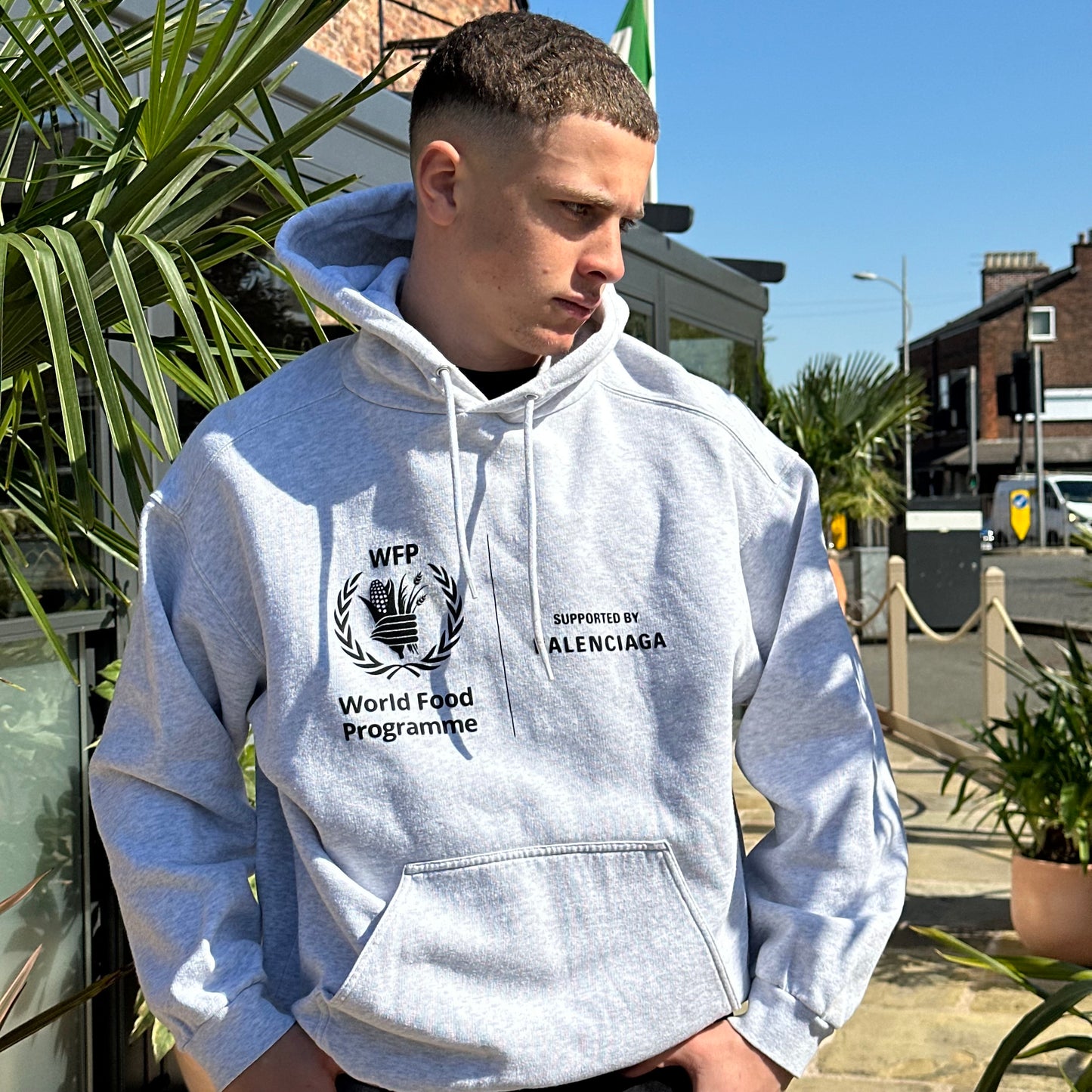 Balenciaga Grey WFP Political Hoodie – Medium