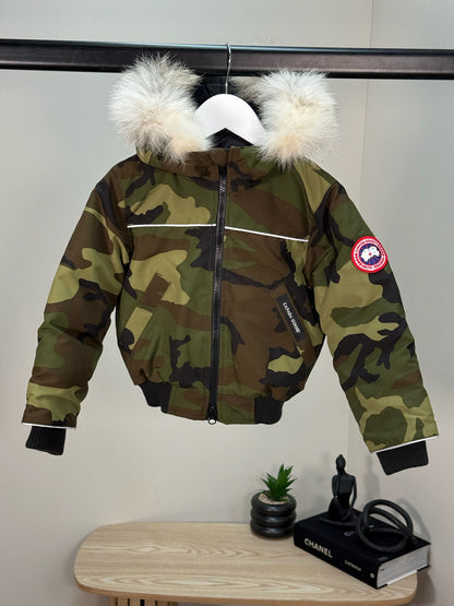 Canada Goose Kids Camo Grizzly Bomber Fur Coat - Brand New In Tags Age 1-2
