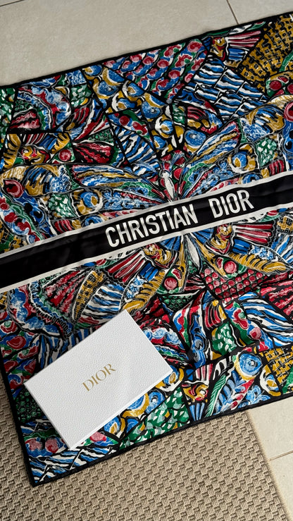 Dior Butterfly Multicolour Silk Square Scarf - One Size