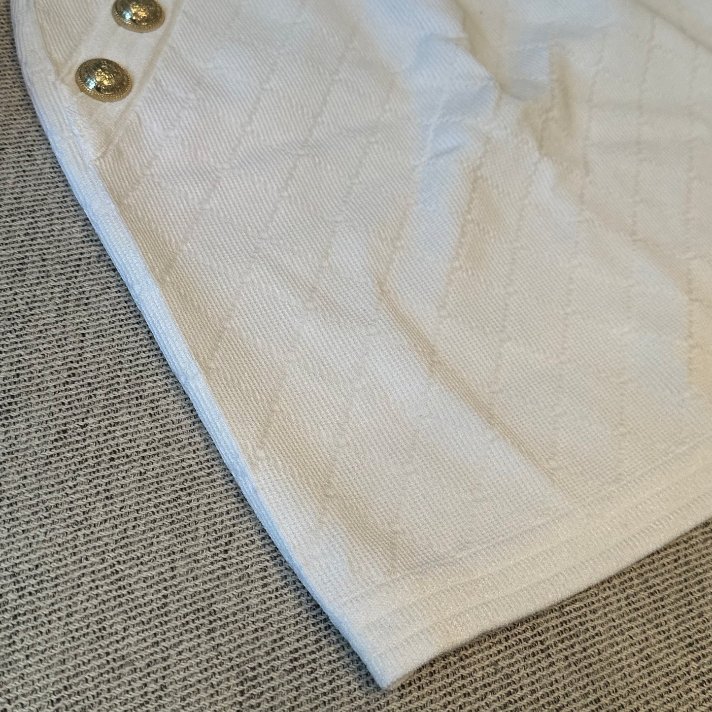 Balmain White & Gold Bandu Skirt -Size Small