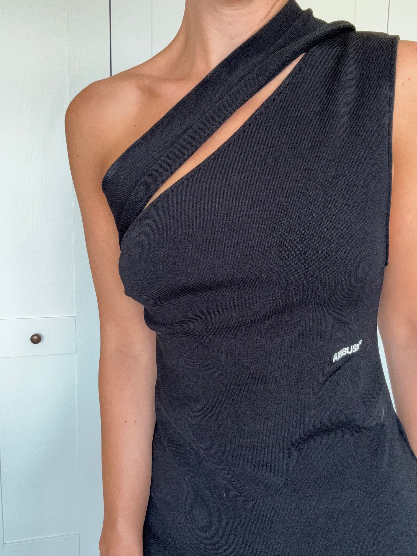 Ambush Black One Shoulder Logo T-Shirt – Small