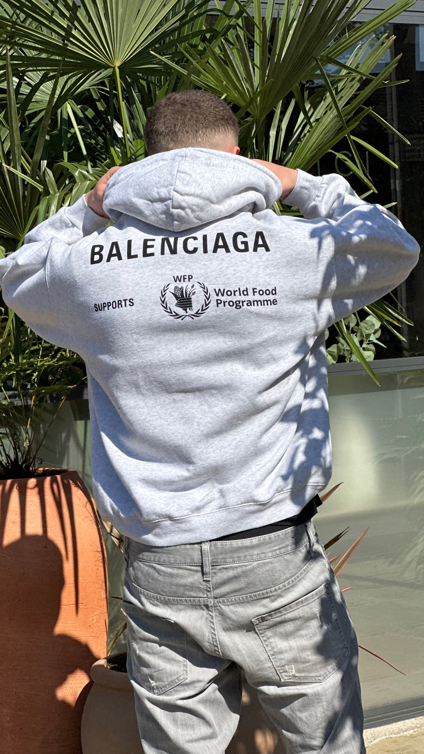 Balenciaga Grey WFP Political Hoodie – Medium
