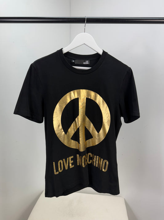 Moschino Black Gold Peace T-Shirt - Medium