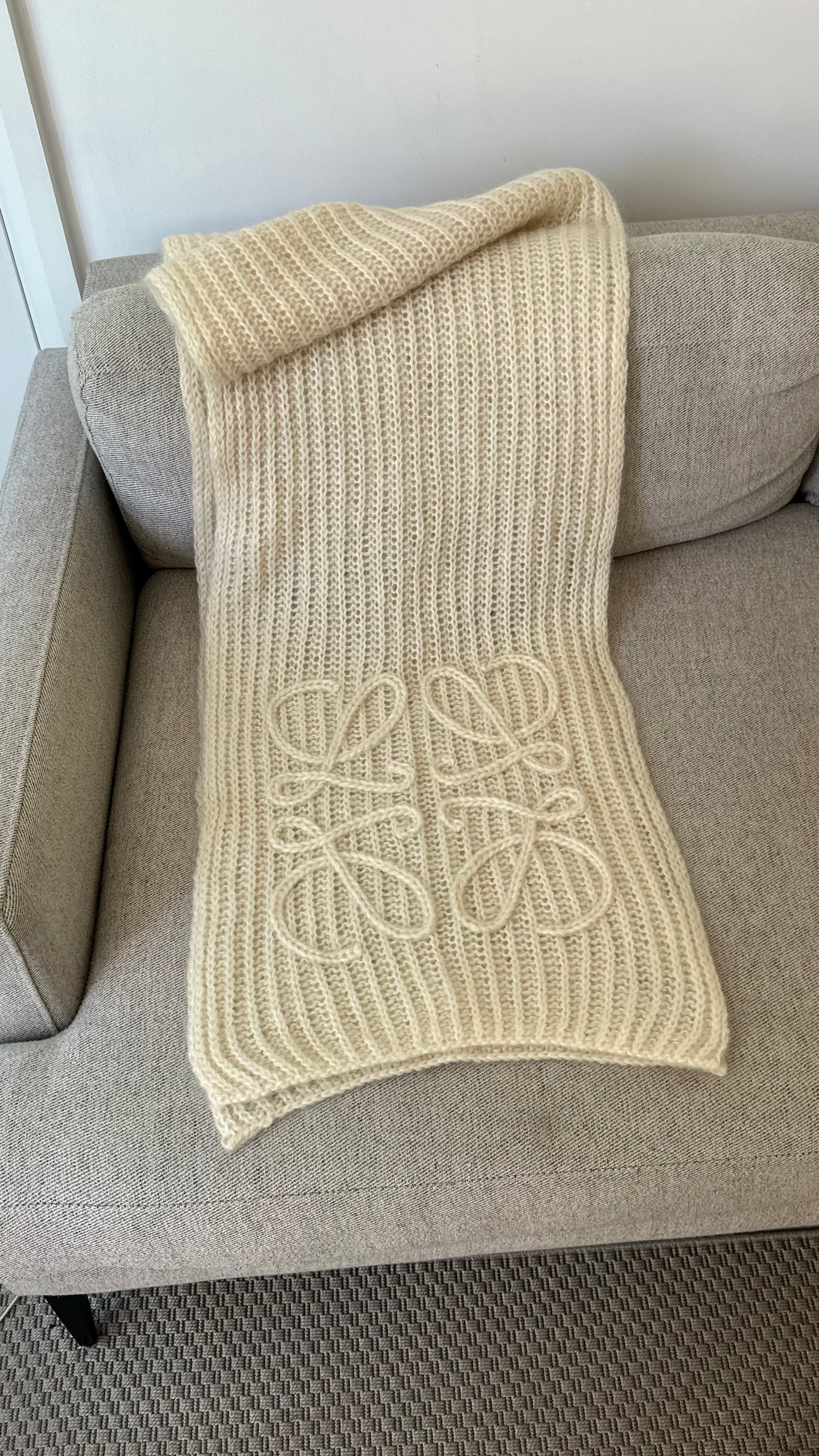 Loewe Cream Mohair Anagram Scarf