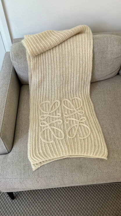 Loewe Cream Mohair Anagram Scarf