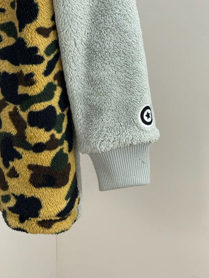 Bape Grey Zip Up Camo Boa Shark Fleece Jacket - Large
