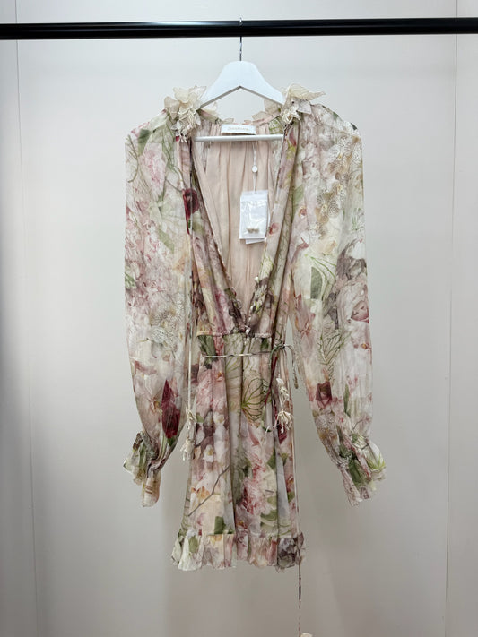 Zimmermann Cream Purple Flower 'Dancer Flutter' Playsuit- New In Tags SIZE 1-UK 8/10