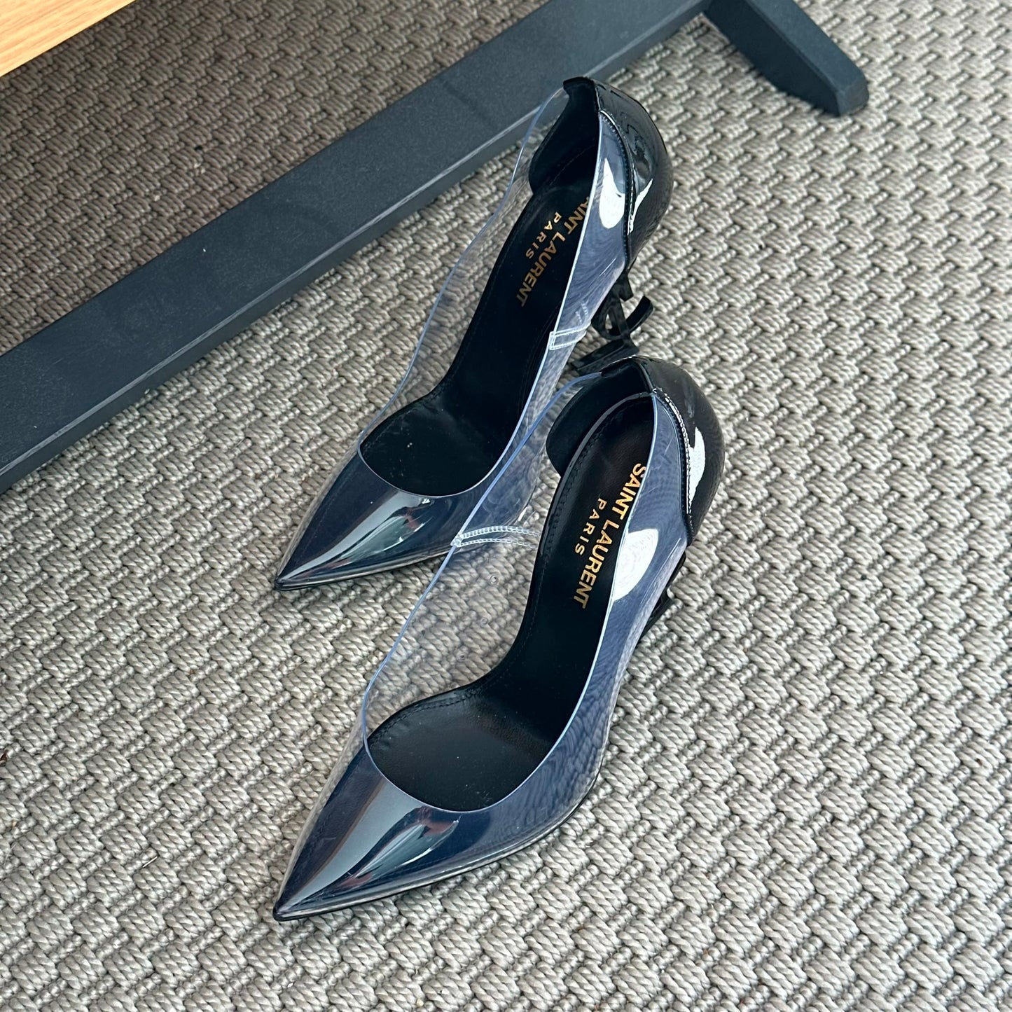Saint Laurent Opyum Transparent PVC Logo Heels – EU 36 / UK 3