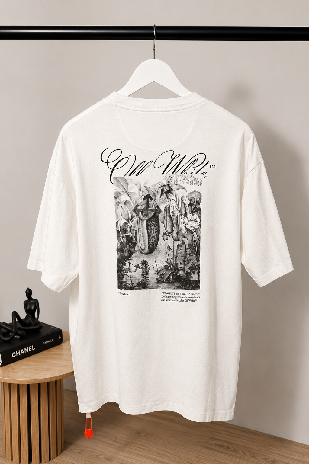 Off-White White T-Shirt Botanical Back Print – Large
