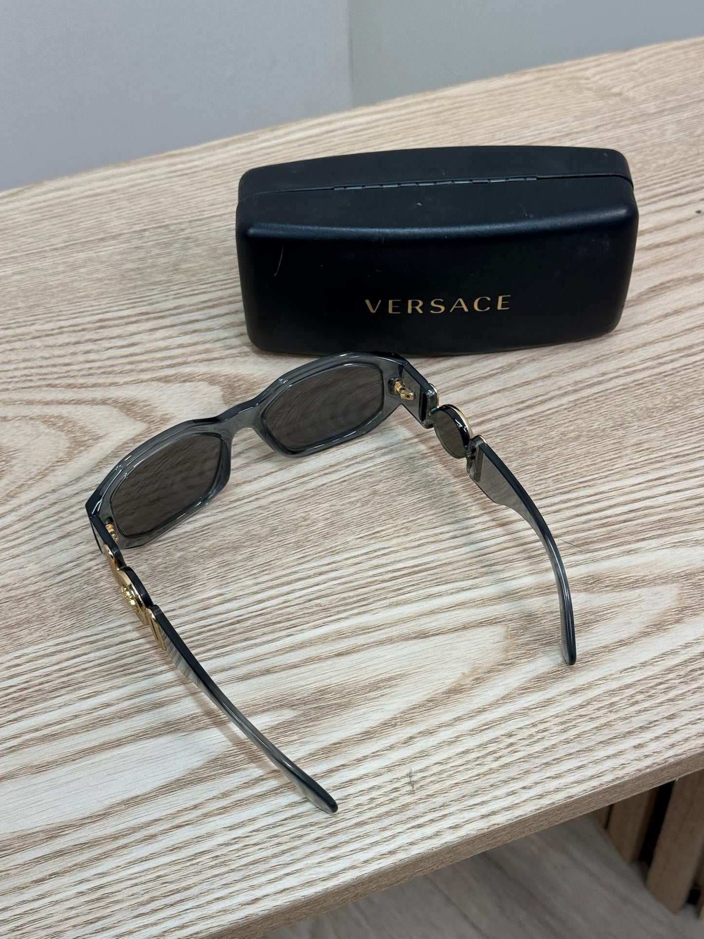Versace Grey & Gold Hardware Sunglasses