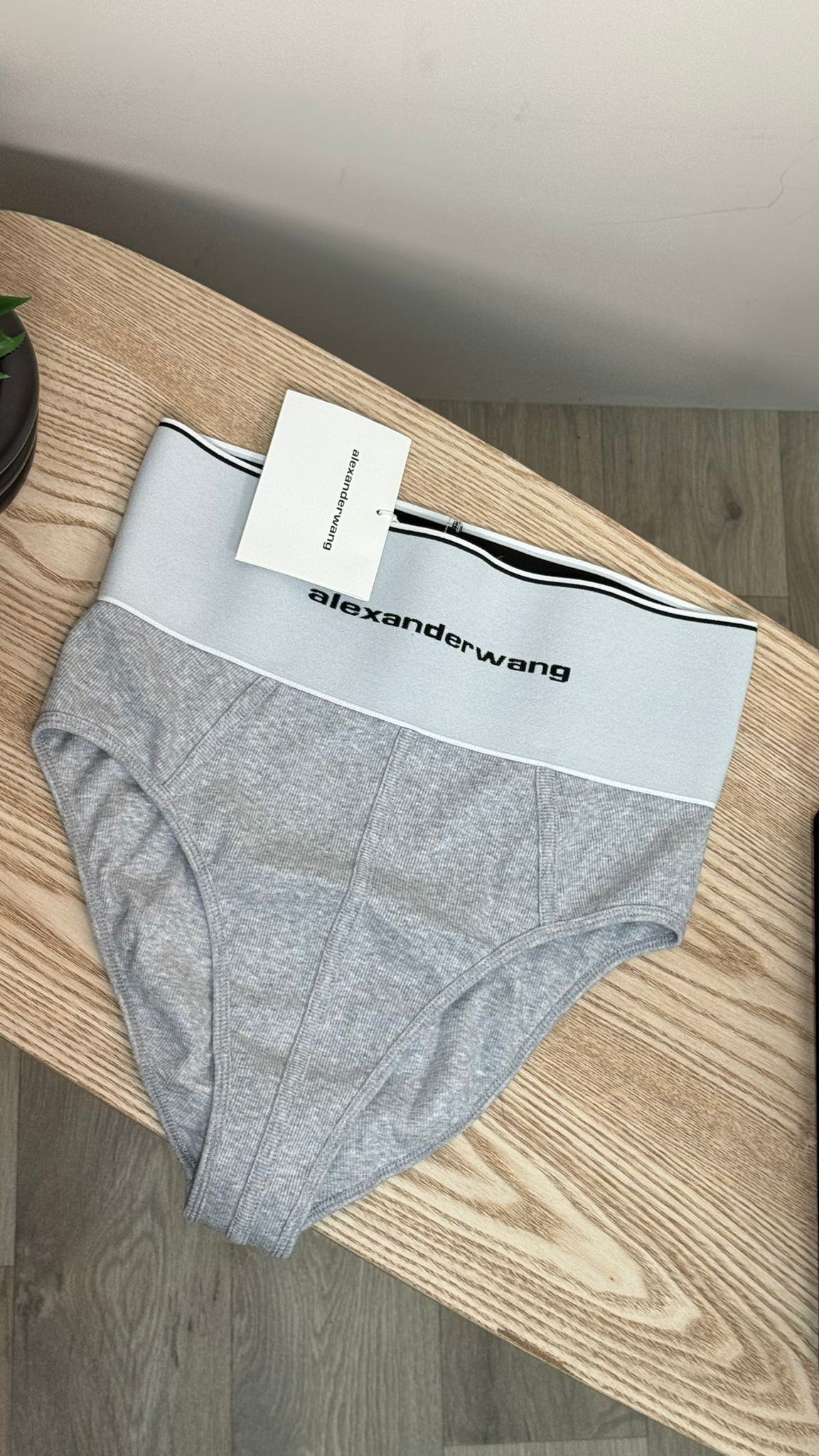 Alexander Wang Grey White Logo High-Waisted Underpants - New In Tags Medium