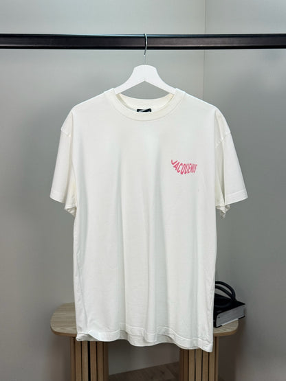 Jacquemus White Pink Le Vague Cotton T-Shirt - Large